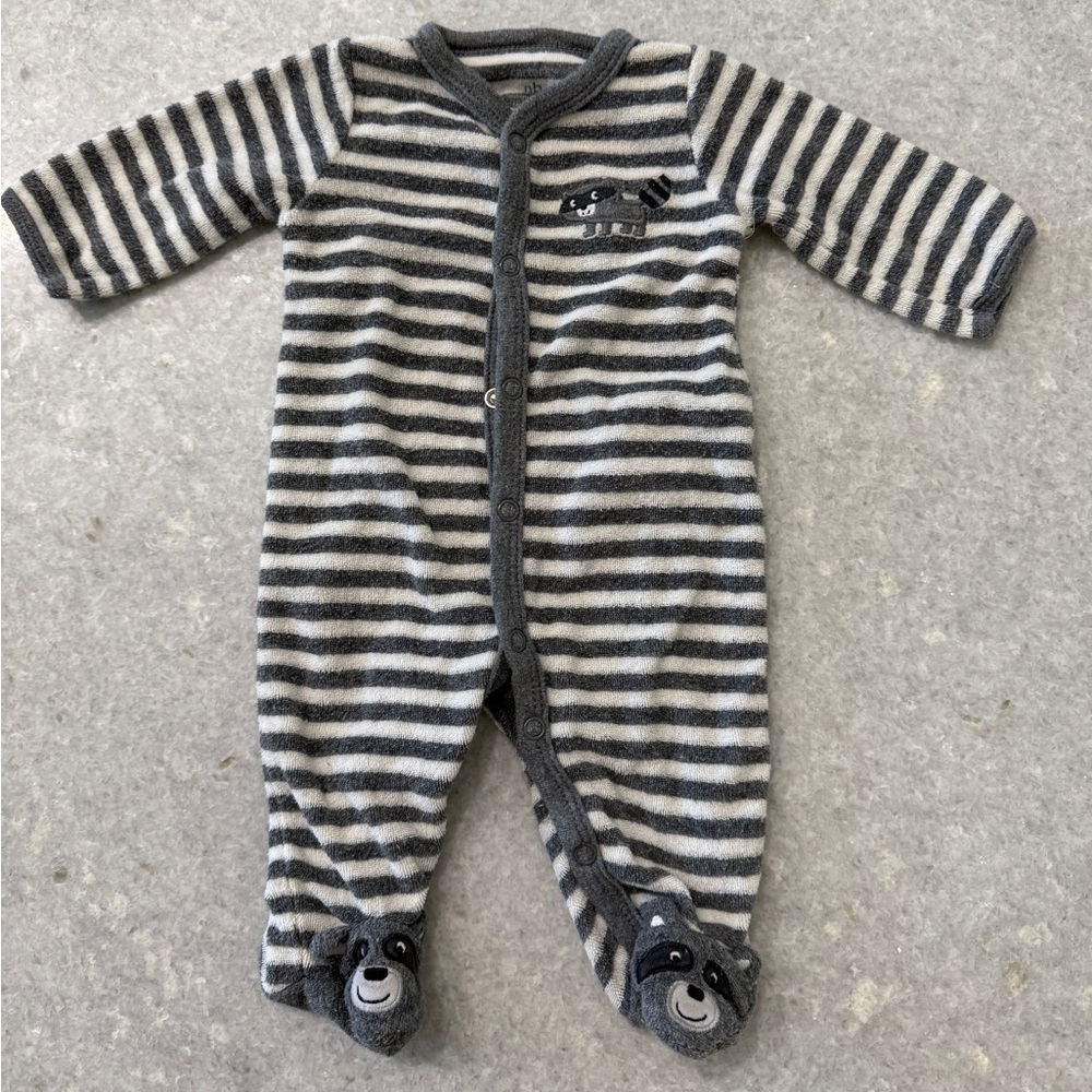 Carter’s Striped Raccoon Footie Onesie NB Baby
